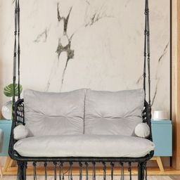 Patiofy Premium Black & Grey Double Seater Comfortable Hammock Swing Chair With Cushion-28
