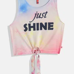Here&Now X Game Begins Girls Typography Printed Pure Cotton Tie and Dye Crop Top-image-13
