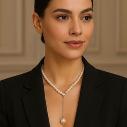 Adwitiya Collection Rhodium-Plated Pearls Beaded Minimal Necklace-image-91