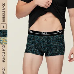 XYXX Men Pack Of 2 Black Print IntelliSoft Antimicrobial Micro Modal Trunks XYTRNK2PCKN348-28