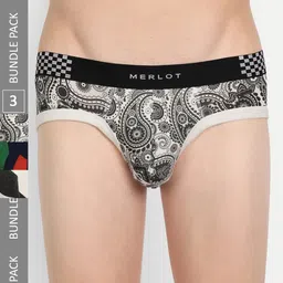 MERLOT Men Pack Of 3 Printed Intelli-Fresh & Ultra-Soft Basic Briefs-21