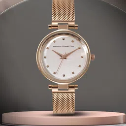 French Connection Women White Dial & Gold Toned Analogue Watch FCN00029D-14