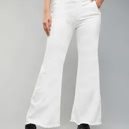 DOLCE CRUDO Women White Wide Leg High-Rise Clean Look Stretchable Jeans-image-31