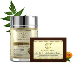 Khadi Natural Set of Neem-Tulsi Herbal Face Pack & Apricot Scrub Soap-14