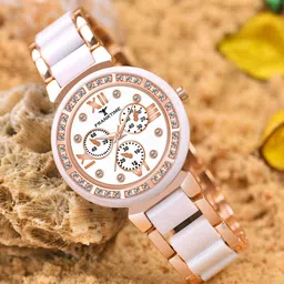 Franktime Women Brass Embellished Dial & Stainless Steel Bracelet Style Straps Analogue and Digital Watch-image-97