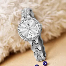 Franktime Women Brass Embellished Dial & Stainless Steel Bracelet Style Straps Analogue Watch FT-0043 S-31