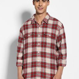 AMERICAN EAGLE OUTFITTERS Buffalo Checks Flannel Opaque Cotton Casual Shirt-picture-7