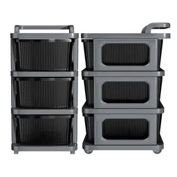 Kuber Industries Grey & Black 3 Layer Modular Cabinet Plastic Storage Drawer With Wheel image 2