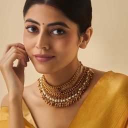 Kushal's Fashion Jewellery Gold-Plated Beaded Antique Necklace-58