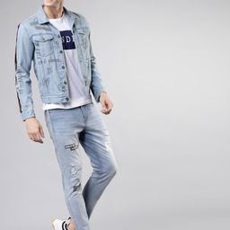 HIGHLANDER Men Blue Tapered Fit Mid-Rise Low Distress Stretchable Jeans-image-59