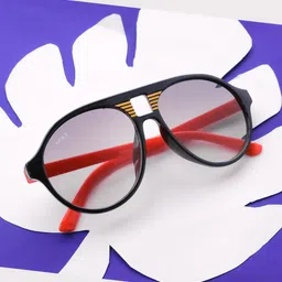 Spiky Kids Purple Lens & Black Oval Sunglasses with UV Protected Lens 1526_Blk_Red-Black-63