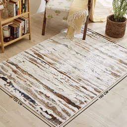 Home Centre Zephyr Chelsia Beige & Brown Abstract Printed Rectangular Woven Carpet image 4