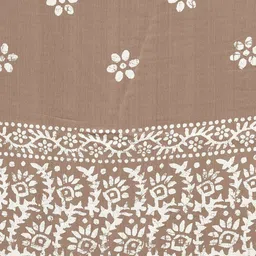 KALINI Batik Poly Chiffon Block Print Saree With Blouse Piece image 2