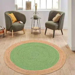 mric Green Solid Jute 3 ft x 3 ft Hand Woven Round Carpet-picture-46