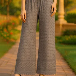 Miaz Lifestyle Women Ethnic Motifs Embroidered Knitted Ethnic Palazzos-image-99