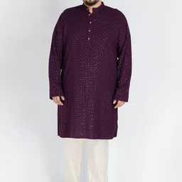 UNSIZED Geometric Embroidered Sequinned Mandarin Collar Kurta-picture-55