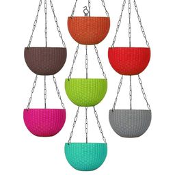 Rattan Hanging Planters Pot with Metal Hanging Chain-23