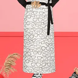 ArtzFolio White & Grey Printed Cotton Waist Apron-picture-10