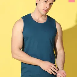 WOOSTRO 2-Pcs Odour-Free Combed Cotton Innerwear Vests VWS26(PLAIN PEACOCK)(ALONE PEACH)-image-70