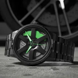 ON TIME OCTUS Men Car Wheel Dial & Stainless Steel Straps Analogue Watch MN-250 GREEN-picture-6
