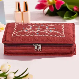 Kuber Industries Maroon Self Design Jewellery Organiser-34