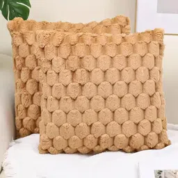MONKDECOR Gold-Toned 2 Pieces Geometric Velvet Square Cushion Covers-image-62