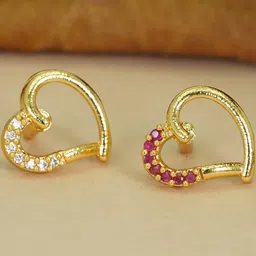 DIVASTRI Women Heart Shaped American Diamond Studs Brass Earrings-16
