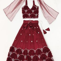 Atierking Girls Embroidered Ready to Wear Lehenga &-image-72