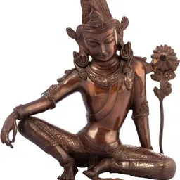 Exotic India Brown Religious Handmade Tibetan Buddhist Sculpture Idol Showpiece-image-10