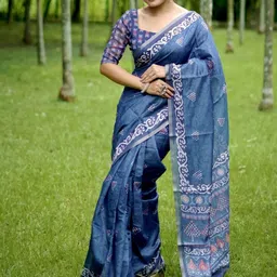Pandadi Saree Ethnic Motifs Printed Zari Block Print Sarees-8