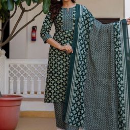 SANISA Women Printed Regular Kurta with Trousers & With Dupatta-57