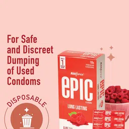 Manforce Set of 3 Epic Pleasure Long Lasting Raspberry Flavoured Condoms - 10 Pcs Each image 4