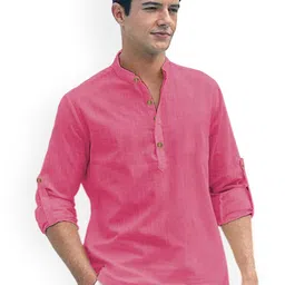 EdinWolf Men Mandarin Collar Roll-Up Sleeves Cotton Kurta-picture-23