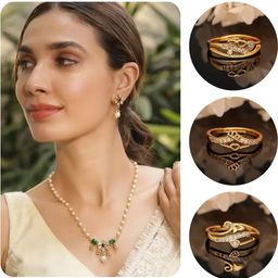 Pearl Necklace & Earrings with Romantic & Sleek Ring Combo Ethnic to Trendy-picture-24