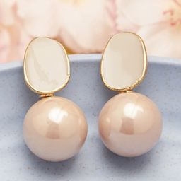 DressBerry Gold-Plated Pearl Beaded Contemporary Drop Earrings-image-101