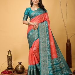KALINI Bandhani Printed Zari Saree-24