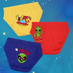 NUSYL Boys Pack Of 3 Alien Printed Mid Rise Basic Briefs - NUBCBRFPO3.0133-picture-45