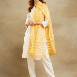 Fabindia Ethnic Motifs Block Printed Cotton Silk Dupatta-3