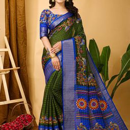KAYOMMI Ethnic Motifs Printed Zari Woven Design Banarasi Saree-image-71