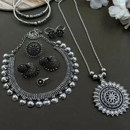 NAMAN ARTS Silver Plated Oxidised Jewellery Set-36