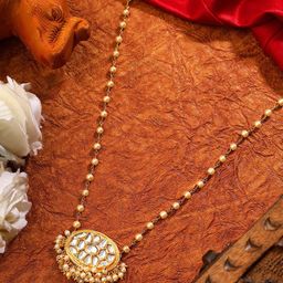 AARSEE OFFICIAL 22KT Gold-Plated Sunrise Kundan Pearl Chain Necklace-image-83