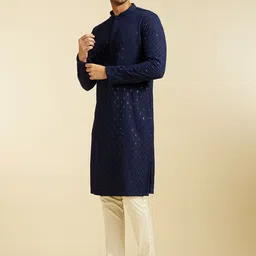 Diwas by Manyavar Ethnic Motifs Embroidered Mandarin Collar Sequinned Straight Kurta image 3