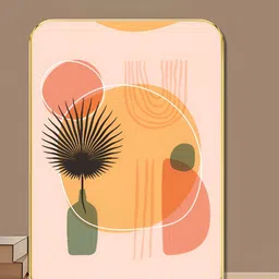 SAF Pink & Peach-Coloured Wood Wall Paintings-35
