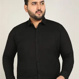 ADWYN PETER Men Plus Size Classic FitSpread Collar Solid Cotton Formal Shirt-image-61