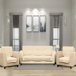 Aura Cream-Coloured6 Pieces Floral Printed 5 Seater Sofa Covers-image-13