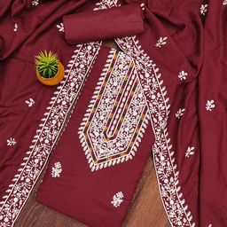 Panzora Floral Embroidered Silk Cotton Unstitched Dress Material-image-59