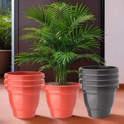 Kuber Industries 8Pc Red & Black Light Weight Planters-2