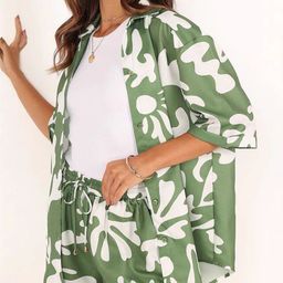 Mast & Harbour Printed Shirt Collar Shirt With Shorts Co-Ords Set-picture-13