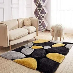 Banchmark Home Furnishings Yellow Geometric Handmade Polyester Carpet-picture-38