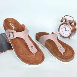 Lavie Women Open Toe T-Strap Flats with Buckles-1